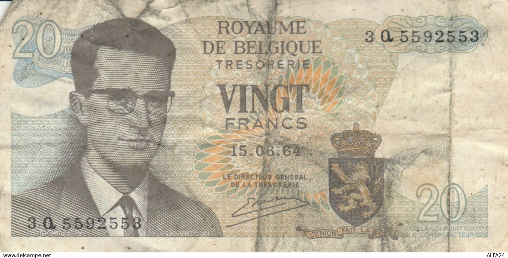 BANCONOTA BELGIO 20 VF (RY1561 - Otros & Sin Clasificación