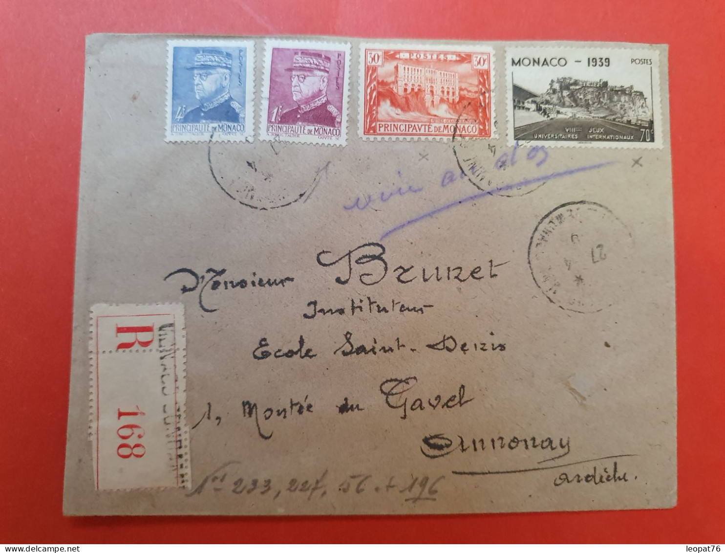 Monaco - Enveloppe En Recommandé Pour Annonay - D 284 - Storia Postale