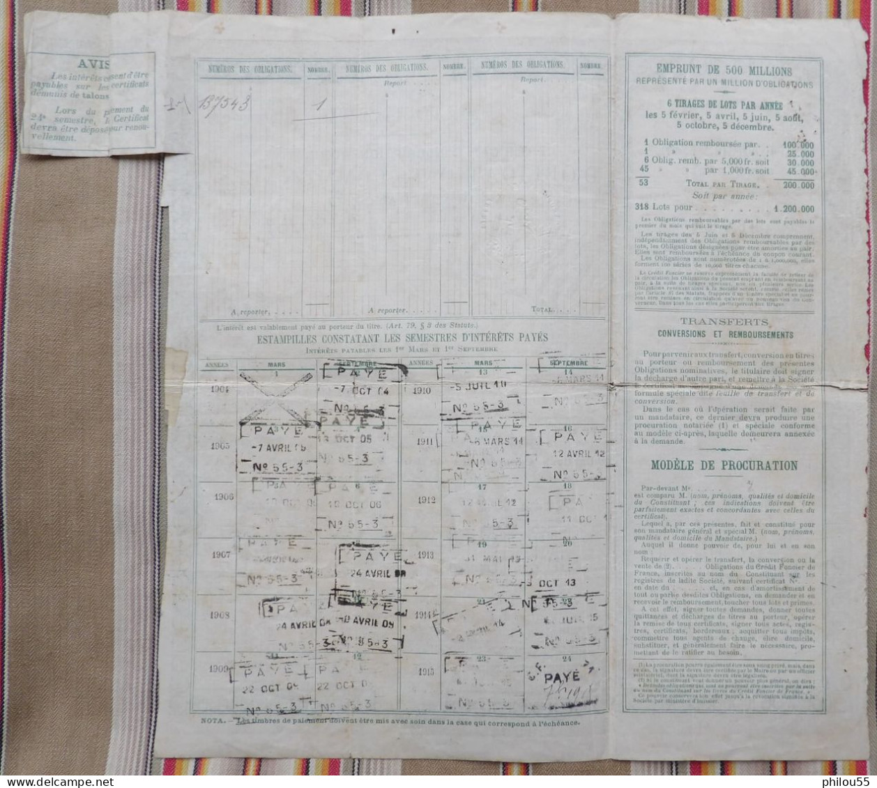 55 NIXEVILLE Obligations Communales CREDIT FONCIER DE FRANCE 3 % 1880 - Banque & Assurance