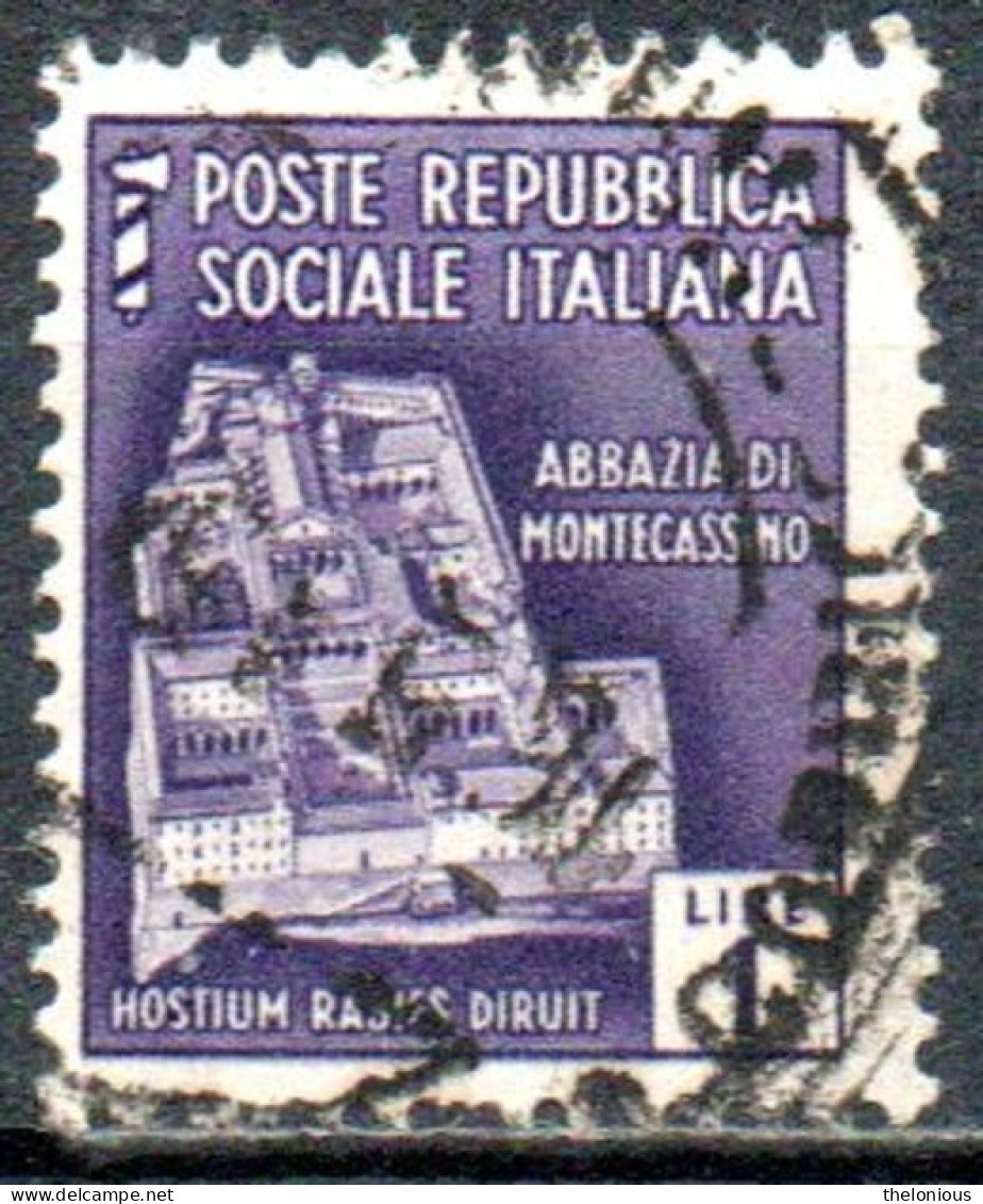 1944 Repubblica Sociale: Monumenti Distrutti - 2ª Emissione Lire 1 Usato - Usati