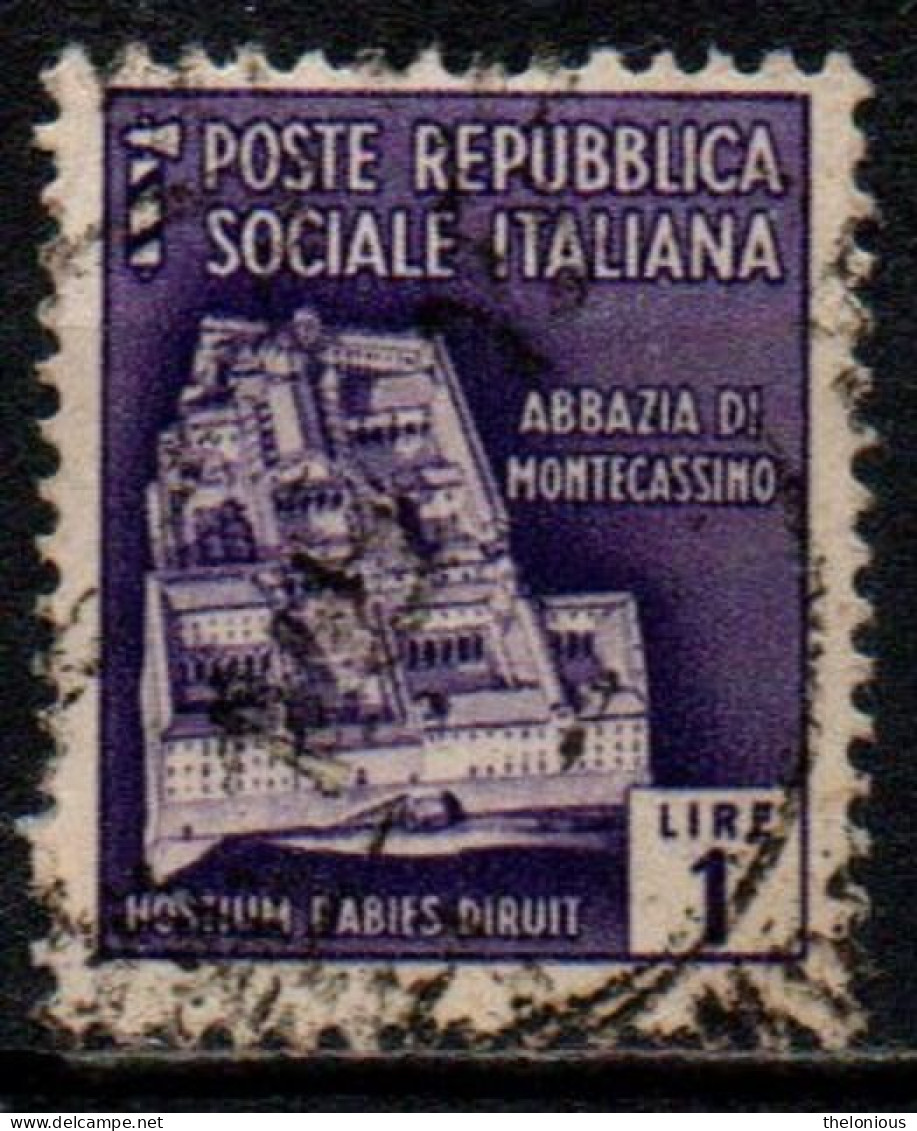 1944 Repubblica Sociale: Monumenti Distrutti - 2ª Emissione Lire 1 Usato - Usati