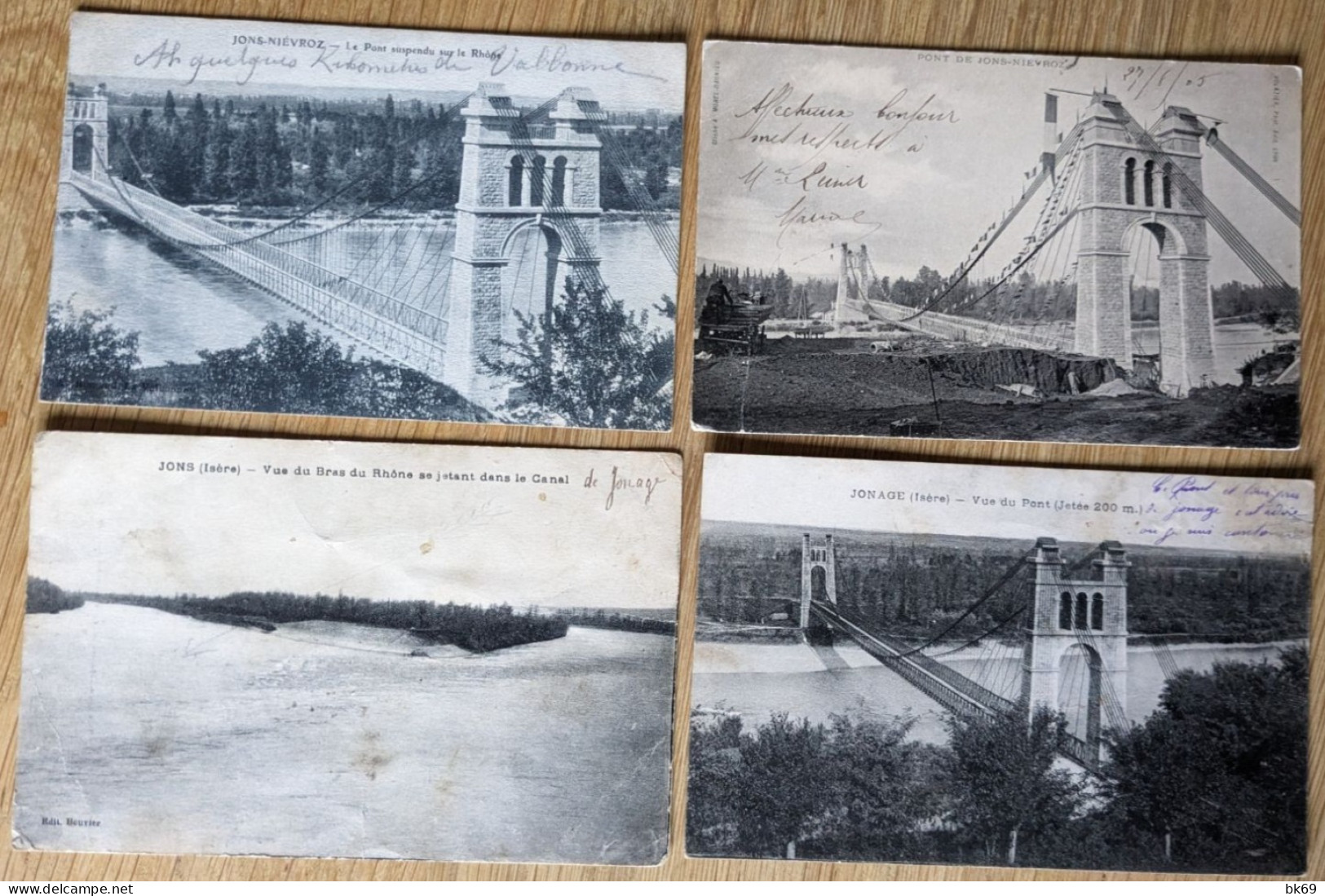 Jons X 4 Vue Du Bras Du Rhône Et Du Canal De Jonage Avant Qu'il N'y Est Le Barrage + Pont Pas Encore Terminé 1905 - Other & Unclassified