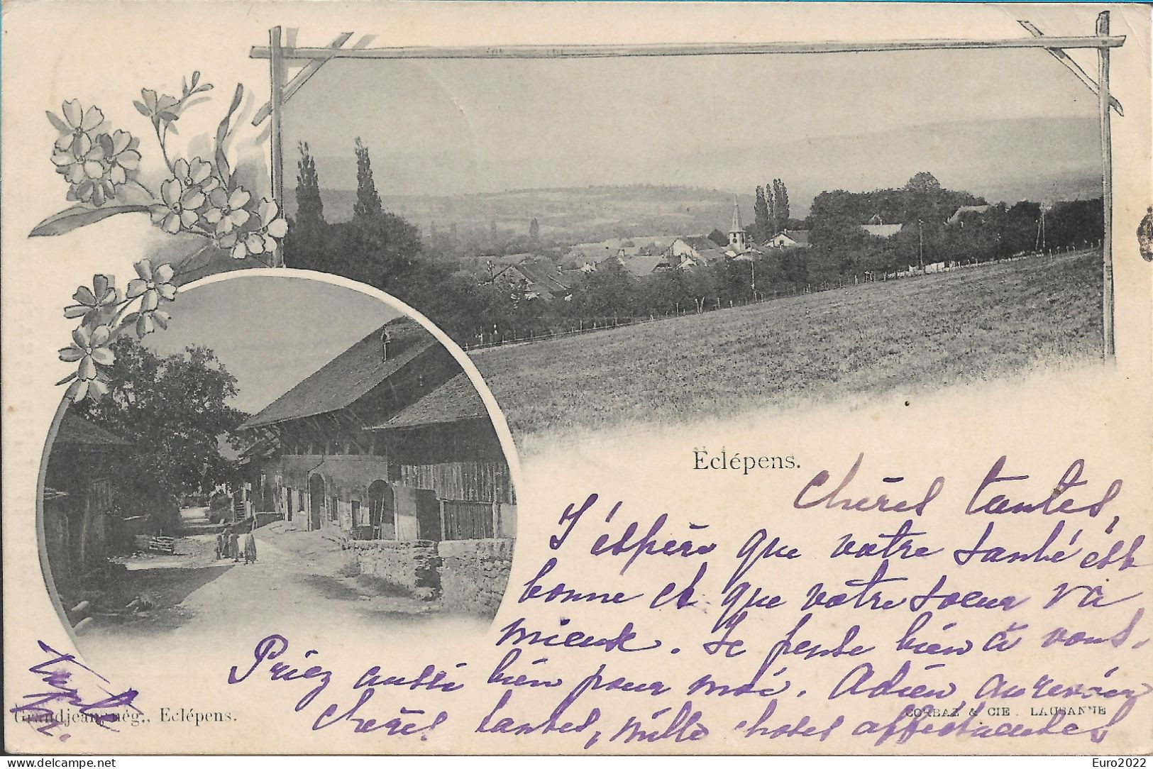 Eclépens - Ancienne Ferme Martignier Avec Vue Sur Le Village Depuis La Rapille - Oblitéré 1903 - La Sarraz