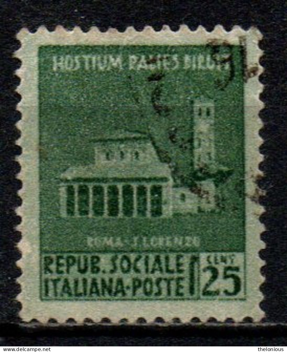 1944 Repubblica Sociale: Monumenti Distrutti - 1ª Emissione 25 Cent. Usato - Usati