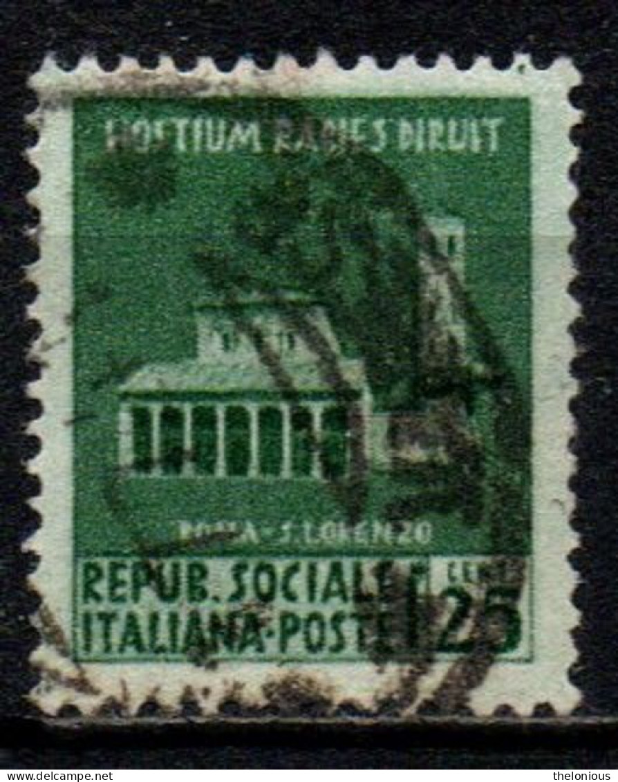 1944 Repubblica Sociale: Monumenti Distrutti - 1ª Emissione 25 Cent. Usato - Gebraucht