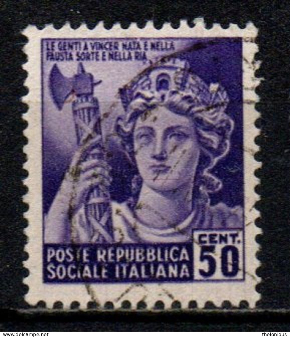 1944 Repubblica Sociale: Monumenti Distrutti - 2ª Emissione 50 Cent. Usato - Afgestempeld