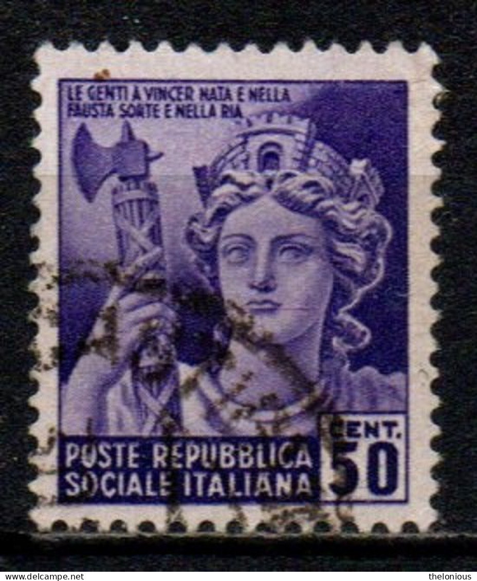 1944 Repubblica Sociale: Monumenti Distrutti - 2ª Emissione 50 Cent. Usato - Usados