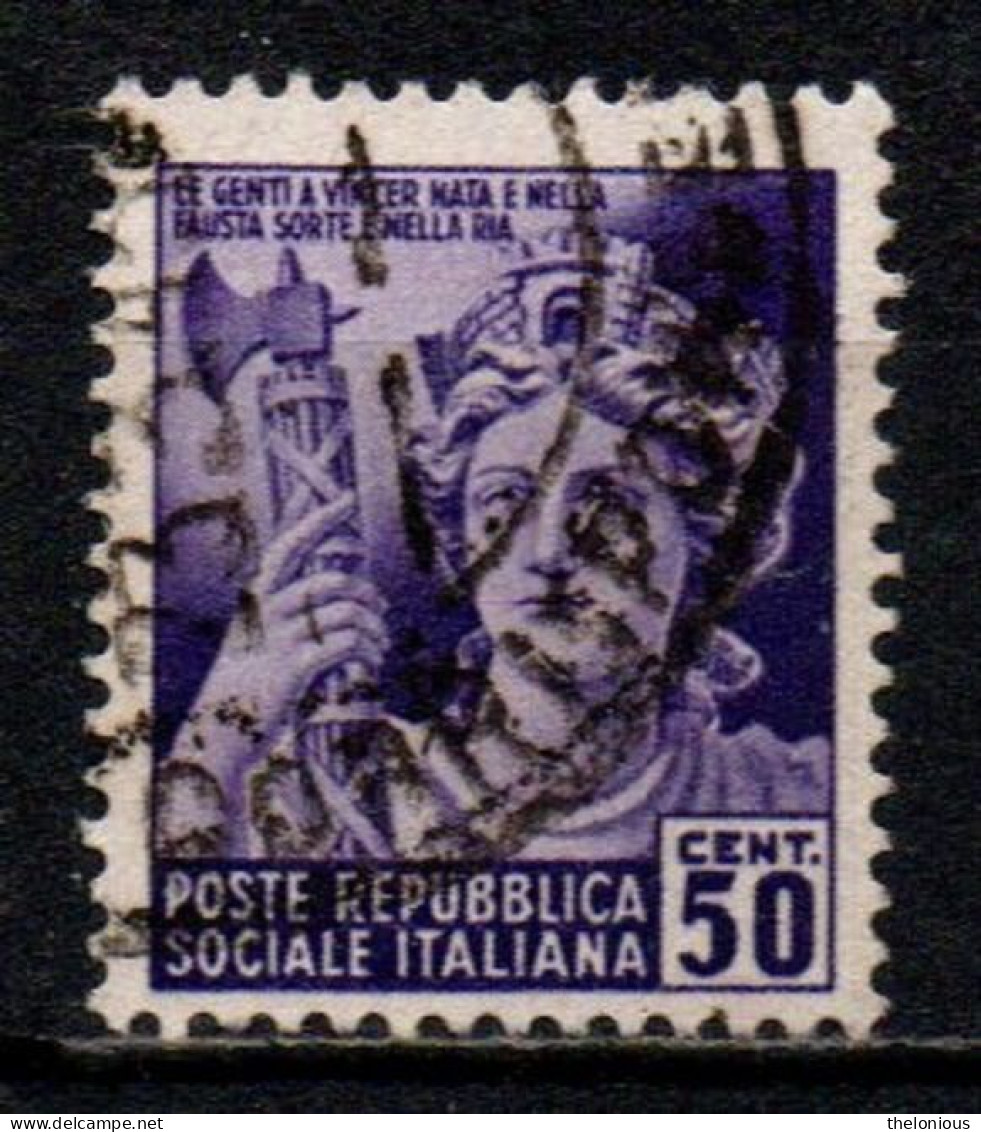 1944 Repubblica Sociale: Monumenti Distrutti - 2ª Emissione 50 Cent. Usato - Used