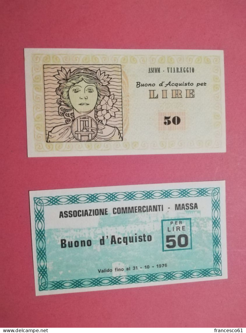 B5 BUONO ACQUISTO ASCOM VIAREGGIO MASSA 1976 2 PEZZI - [10] Assegni E Miniassegni