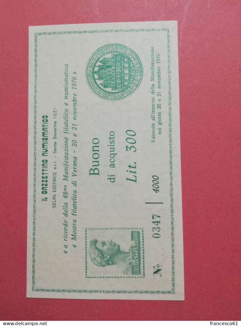 B6 BUONO ACQUISTO IL GAZZETTINO NUMISMATICO SANTA SEVERINA CATANZARO 1976  Fior Di Stampa - [10] Cheques En Mini-cheques