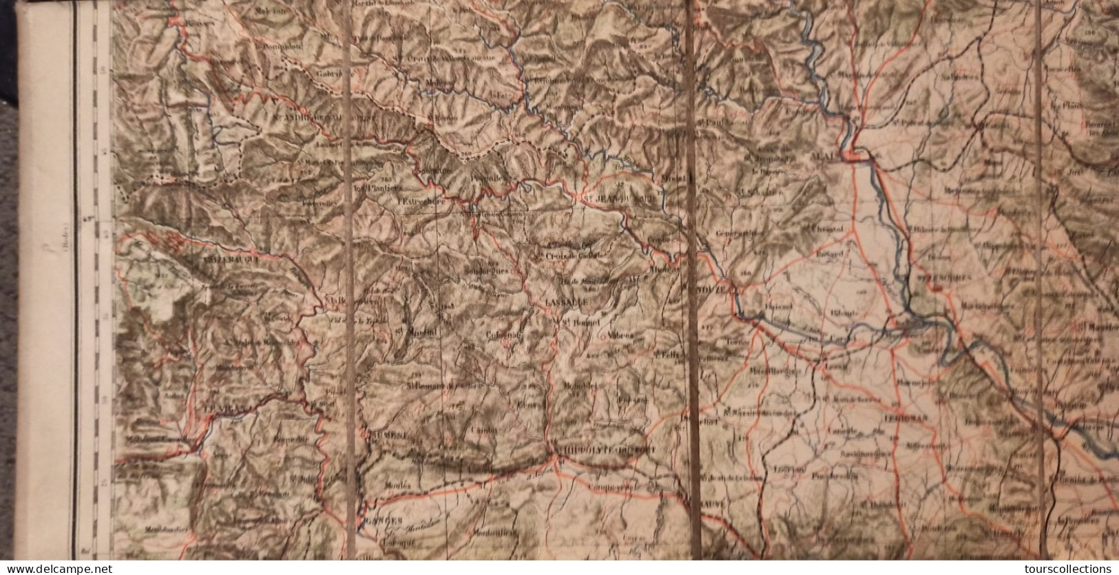 CARTE TOPOGRAPHIQUE 1/200 000 ° Du Début 20° Siècle REGION AVIGNON - Ganges - Villefort - Ales - Bollène - Nîmes  Florac - Topographical Maps