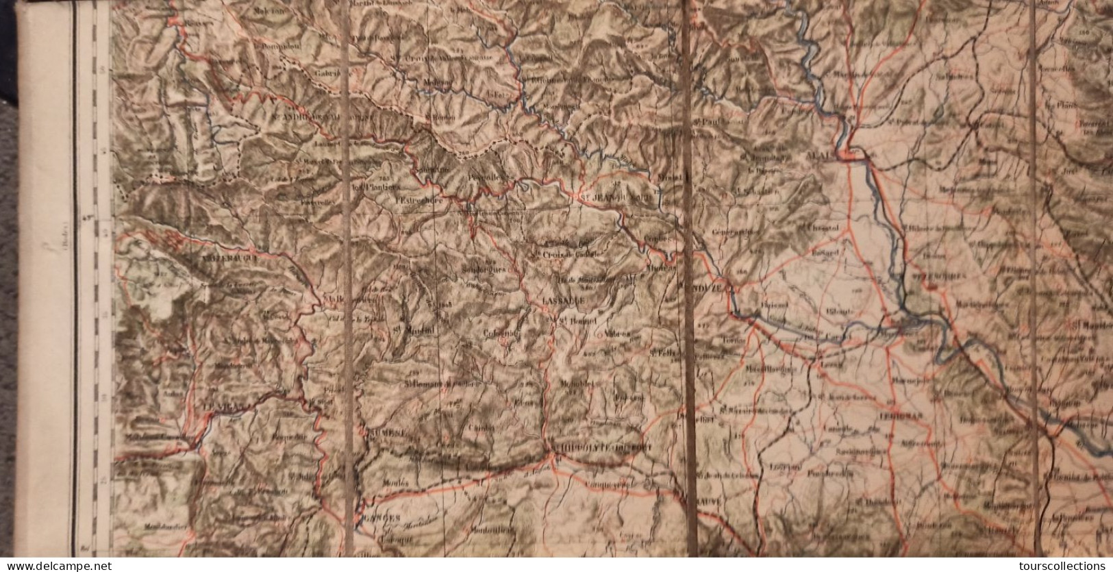 CARTE TOPOGRAPHIQUE 1/200 000 ° Du Début 20° Siècle REGION AVIGNON - Ganges - Villefort - Ales - Bollène - Nîmes  Florac - Topographische Kaarten