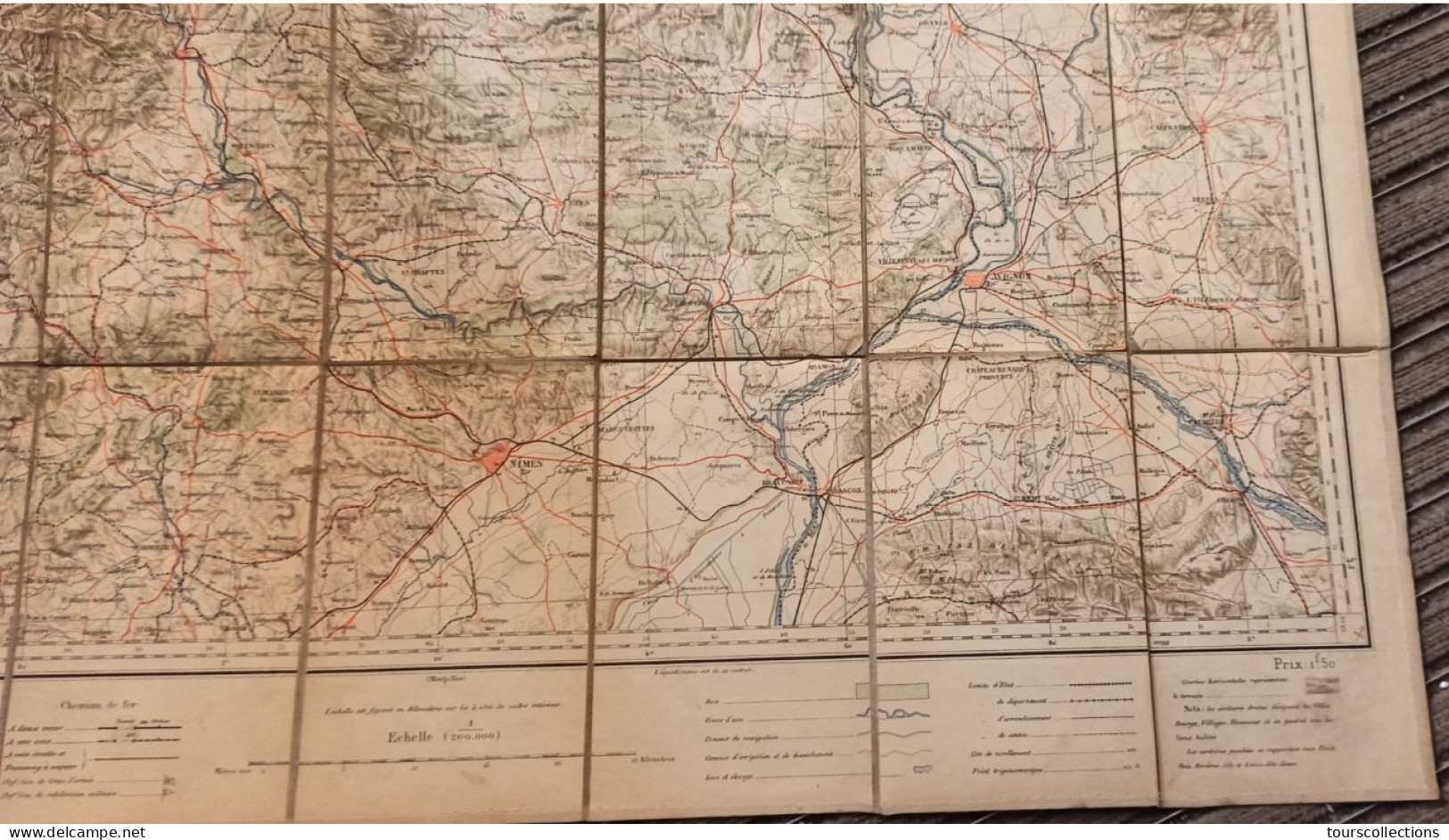 CARTE TOPOGRAPHIQUE 1/200 000 ° du début 20° Siècle REGION AVIGNON - Ganges - Villefort - Ales - Bollène - Nîmes  Florac