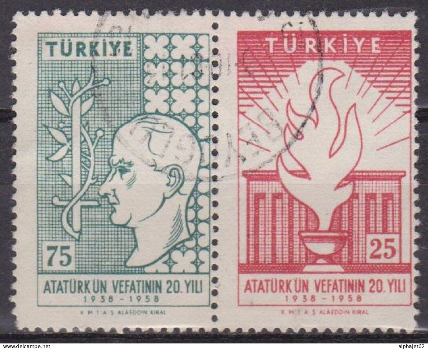 Mausolée D'Ataturk - TURQUIE - Anniversaire - N° 1414-1415  1958 - Usati