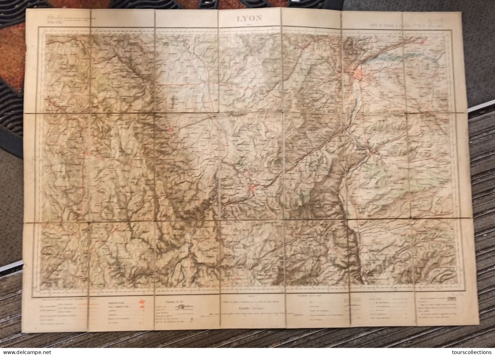 CARTE TOPOGRAPHIQUE 1/200 000 ° Du Début 20° Siècle REGION LYON - ST ETIENNE - AMBERT - MONTBRISON - VIENNE - Topographische Kaarten