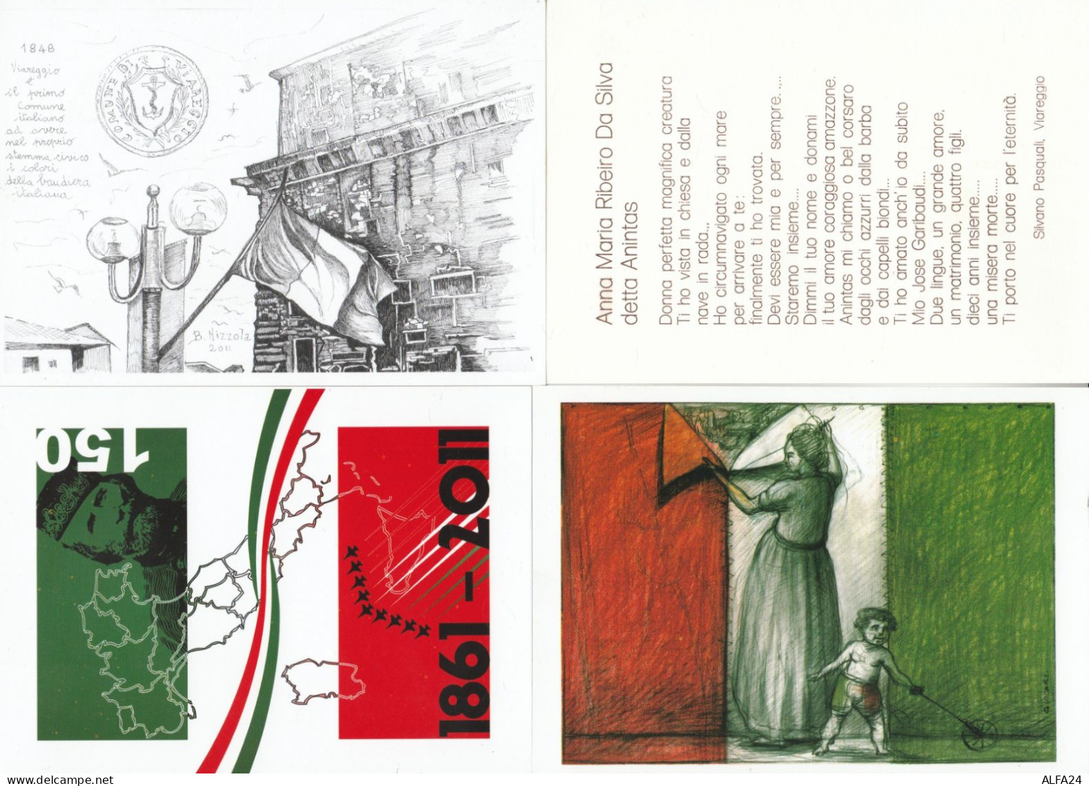 6 CARTOLINE 150 ANNIV UNITA ITALIA TIR 105 N.66 2011 (RY2559 - 2011-20: Storia Postale