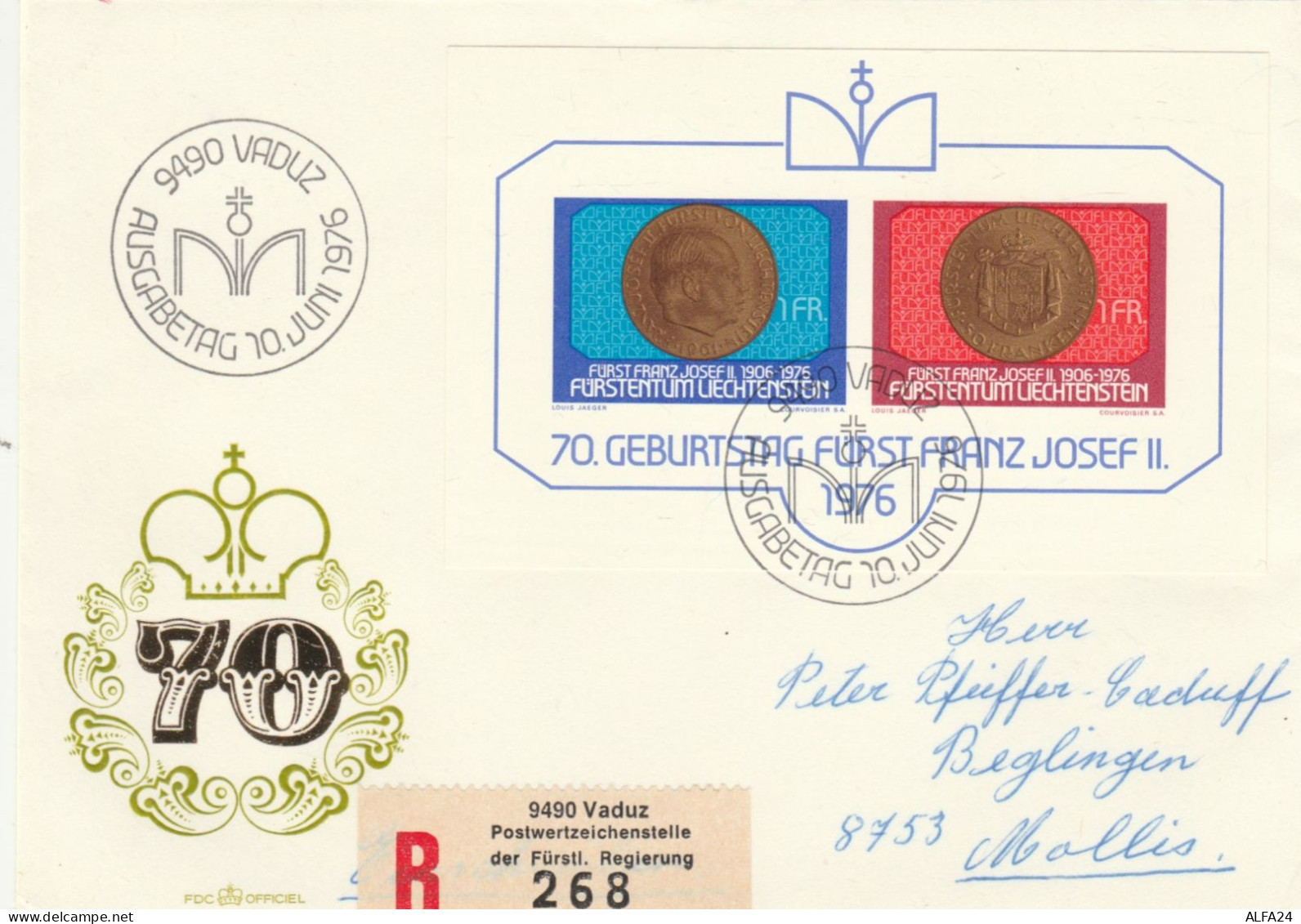 RACCOMANDATA LIECHTENSTEIN 1976 (RY2528 - Briefe U. Dokumente