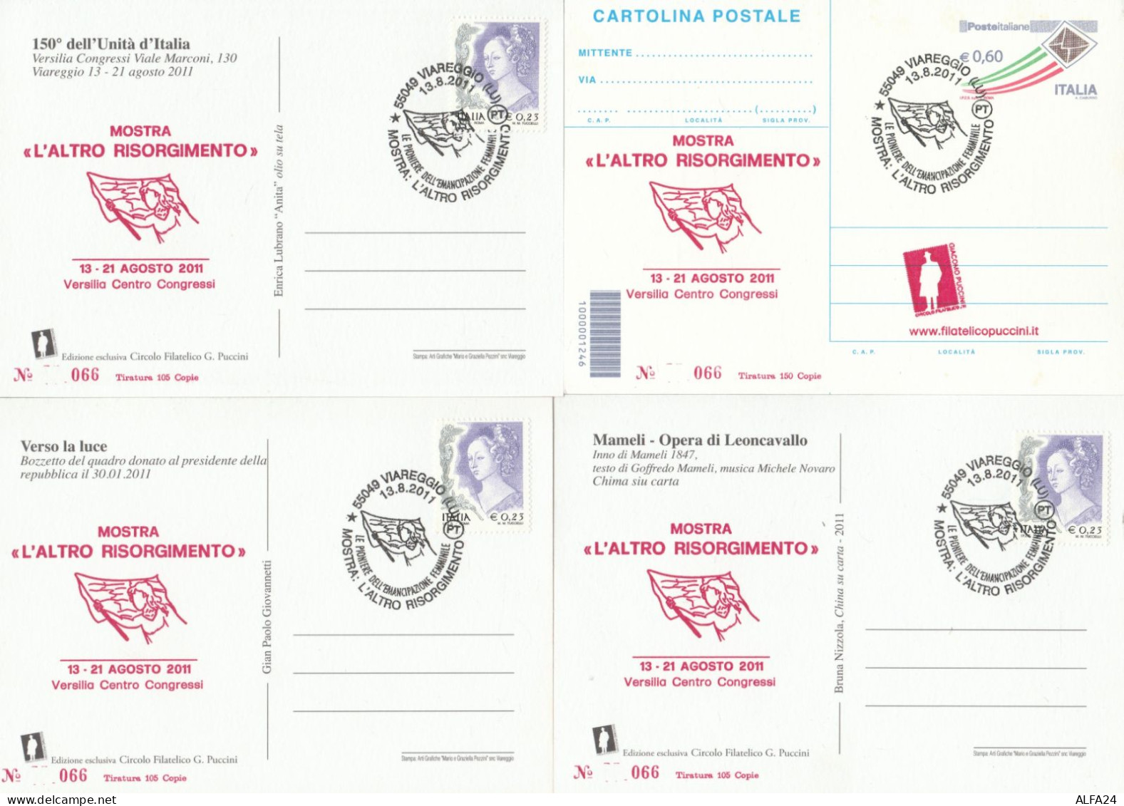 6 CARTOLINE MOSTRA L'ALTRO RISORGIMENTO TIR 105 N.66 2011 (RY2565 - 2011-20: Storia Postale