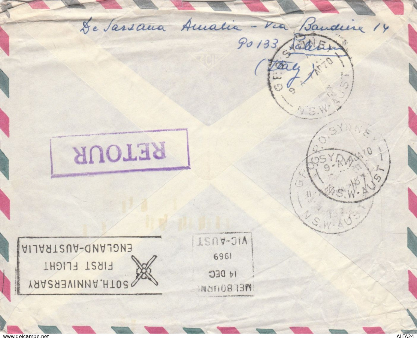 LETTERA 1969 POSTA AERA PER AUSTRALIA (RY2456 - Storia Postale