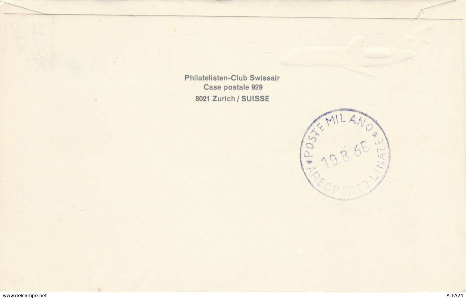 BUSTA LIECHTEDNSTEIN 1966 SWISSAIR ZURICH MAILAND (RY2370 - Covers & Documents