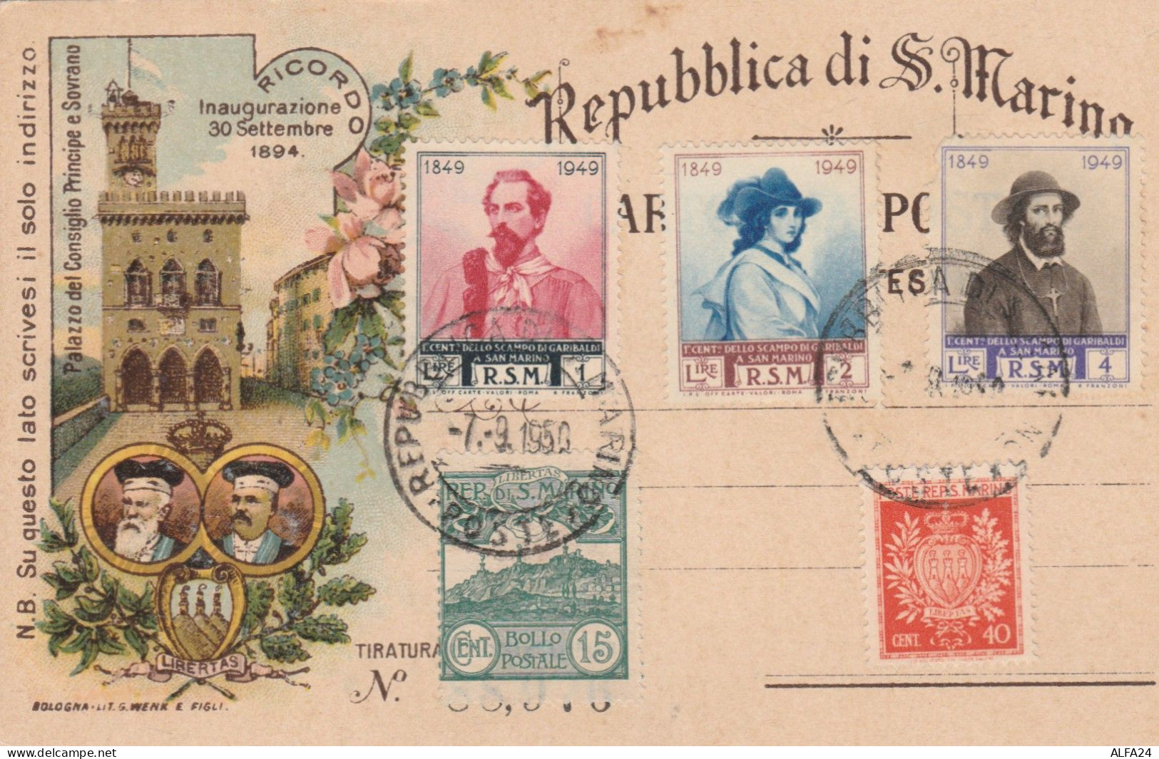 CARTONCINO CON FRANCOBOLLI SAN MARINO 1950 (RY2310 - Usati