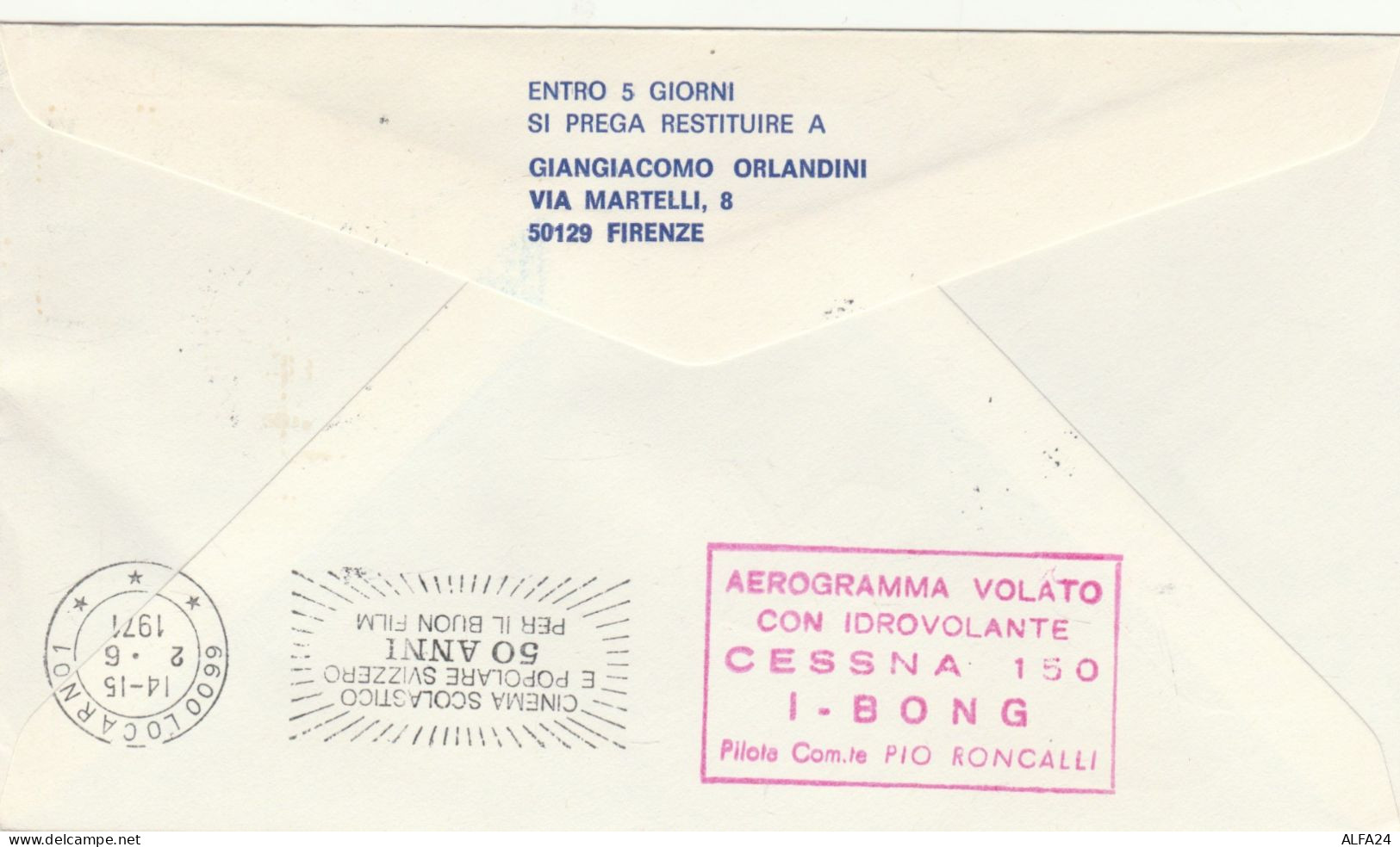 BUSTA 1971 SAN MARINO DISPACCIO CON IDROVOLANTE SESTO CALENDE LOCARNO (RY2269 - Lettres & Documents