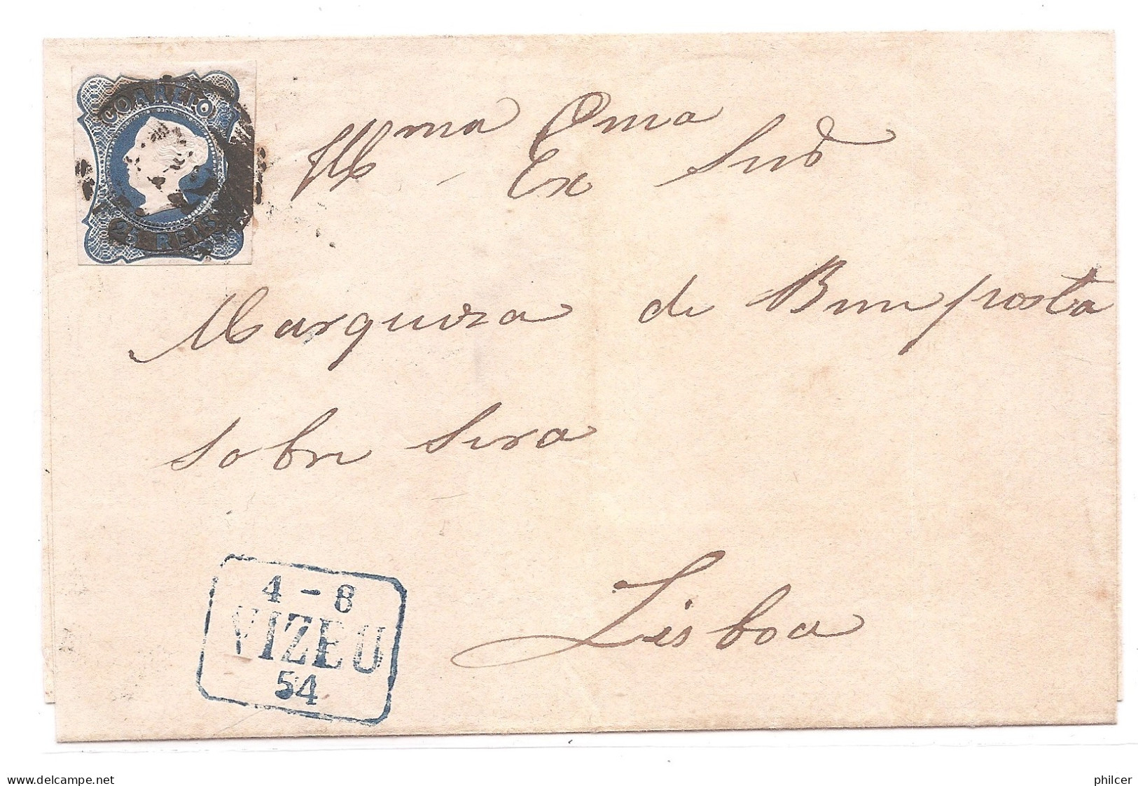 Portugal, 1854, # 2, Vizeu-Lisboa - Covers & Documents