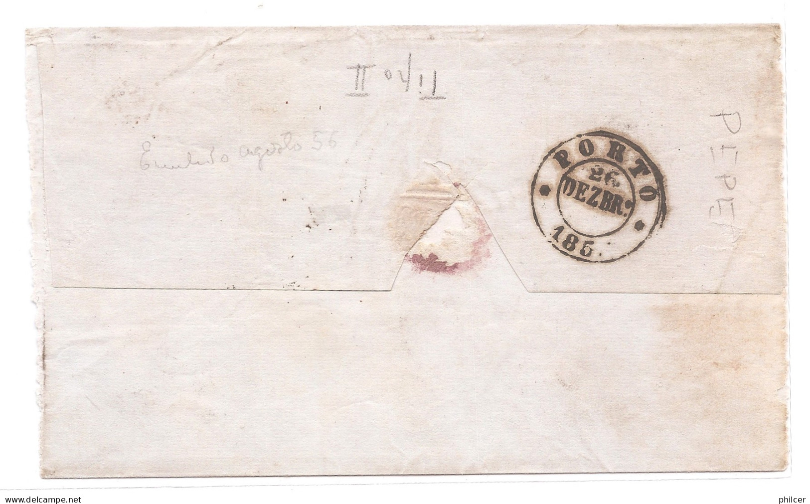 Portugal, 1856, # 12, Lisboa-Porto - Storia Postale