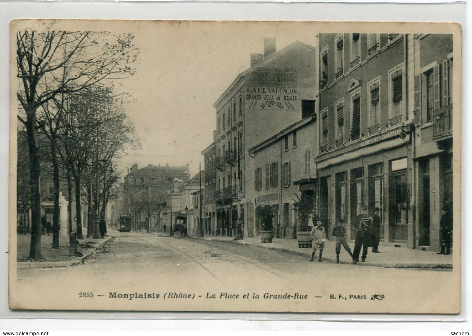 69 LYON MONPLAISIR La Place Et La Grande Rue Militaire Et Enfants 1909 écrite Timbrée     /D19  2021 - Lyon 8