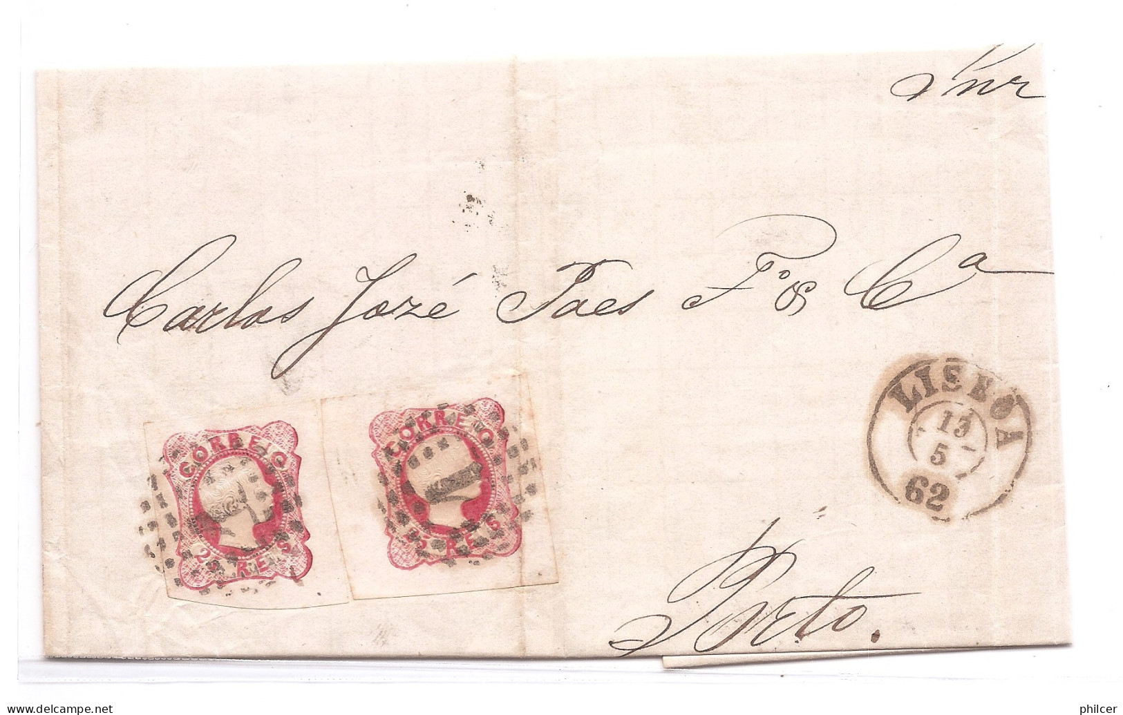 Portugal, 1862, # 13, Lisboa-Porto - Lettres & Documents