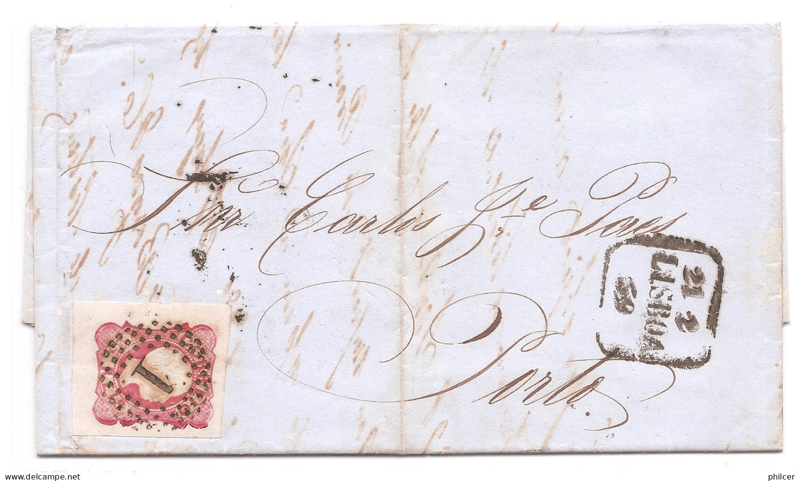 Portugal, 1859, # 13, Lisboa-Porto - Lettres & Documents