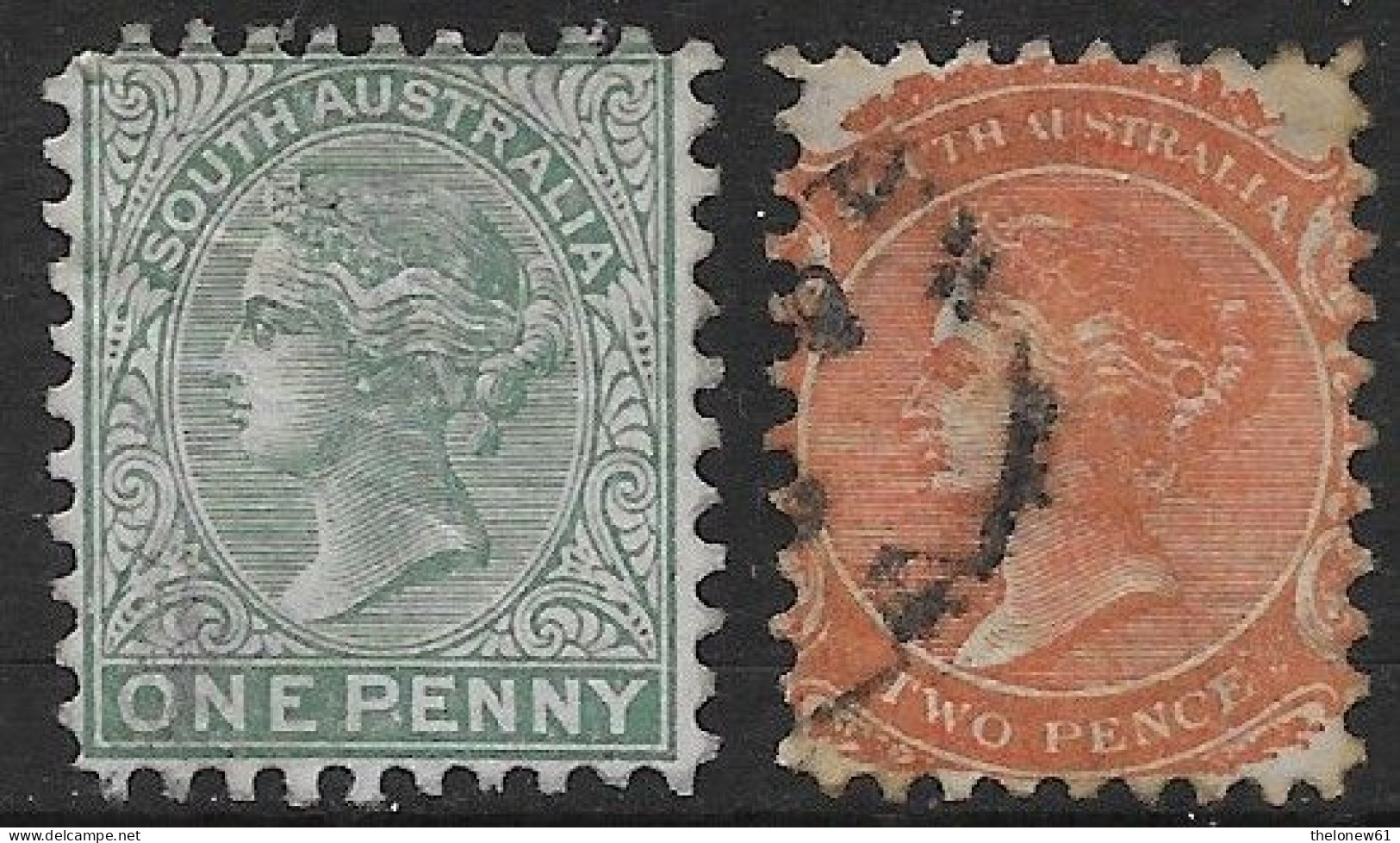 Australia 1868-1875 South Australia Queen Victoria Wm2 Perf10 Mi N.33-34 Complete Set US - Used Stamps