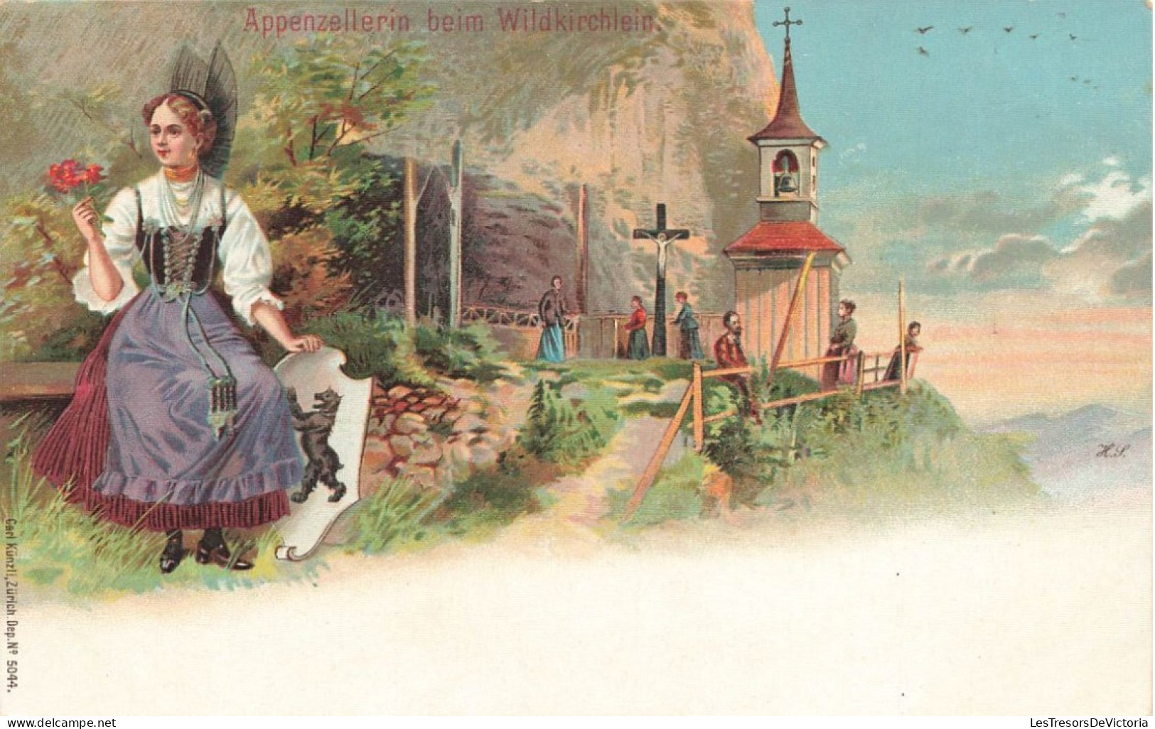 SUISSE - Appenzell - Appenzellerin Beim Wildkirchlein - Eglise Et Tenues Traditionnelles - Carte Postale Ancienne - Appenzell