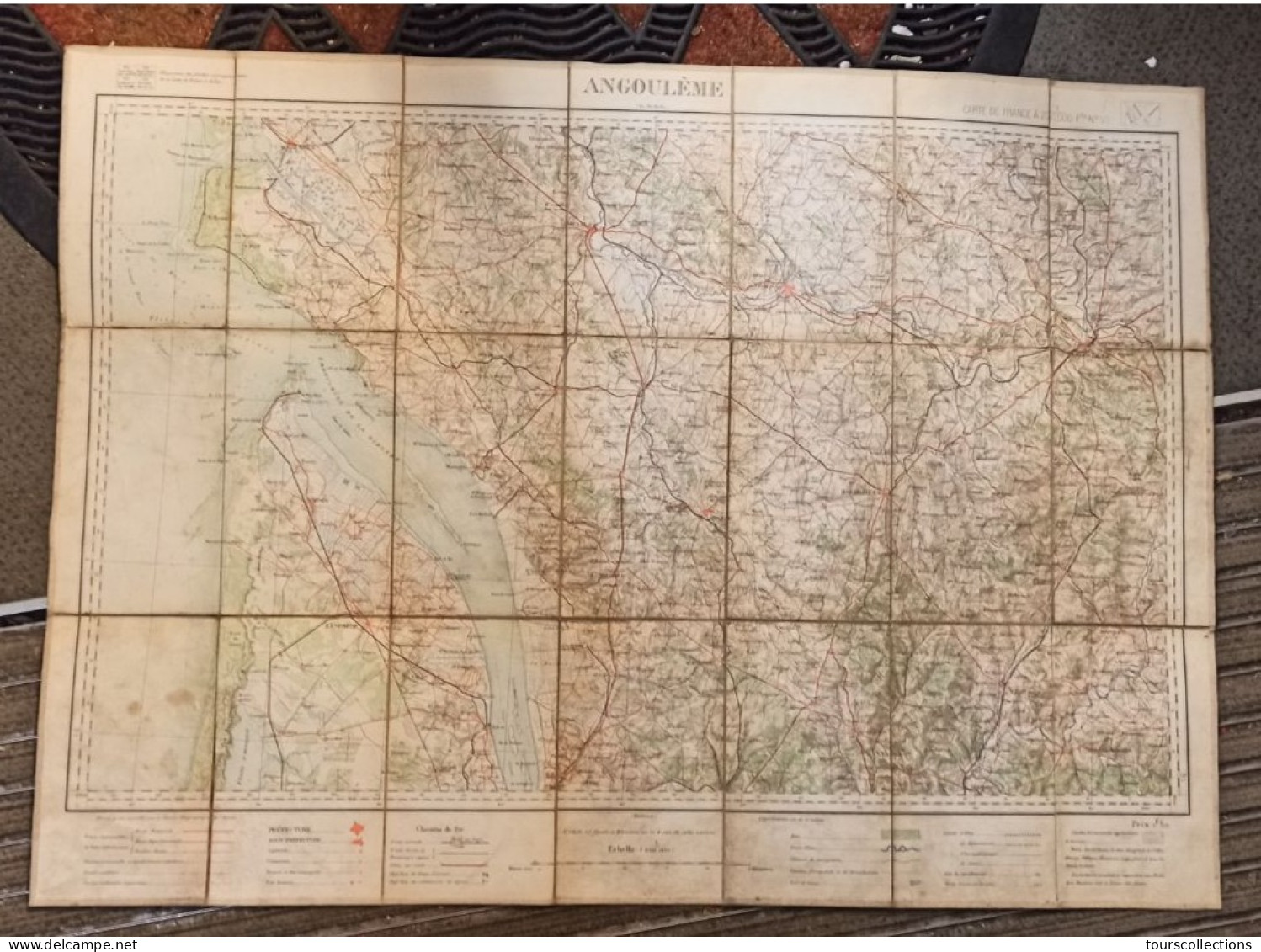 CARTE TOPOGRAPHIQUE 1/200 000 ° Du Début 20° Siècle REGION ANGOULEME - LESPARRE - JONZAC - SAINTES - MARENNES - COGNAC - Topographische Kaarten