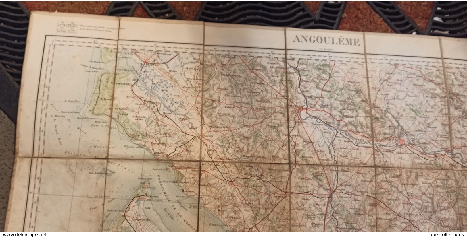 CARTE TOPOGRAPHIQUE 1/200 000 ° Du Début 20° Siècle REGION ANGOULEME - LESPARRE - JONZAC - SAINTES - MARENNES - COGNAC - Cartes Topographiques