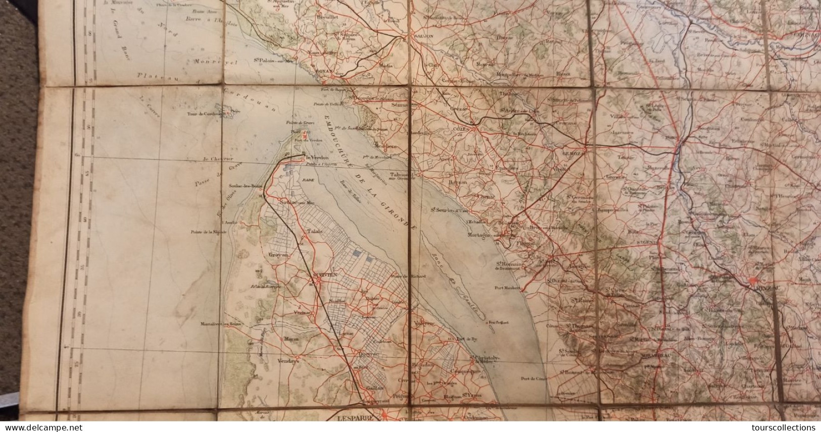 CARTE TOPOGRAPHIQUE 1/200 000 ° Du Début 20° Siècle REGION ANGOULEME - LESPARRE - JONZAC - SAINTES - MARENNES - COGNAC - Topographische Karten