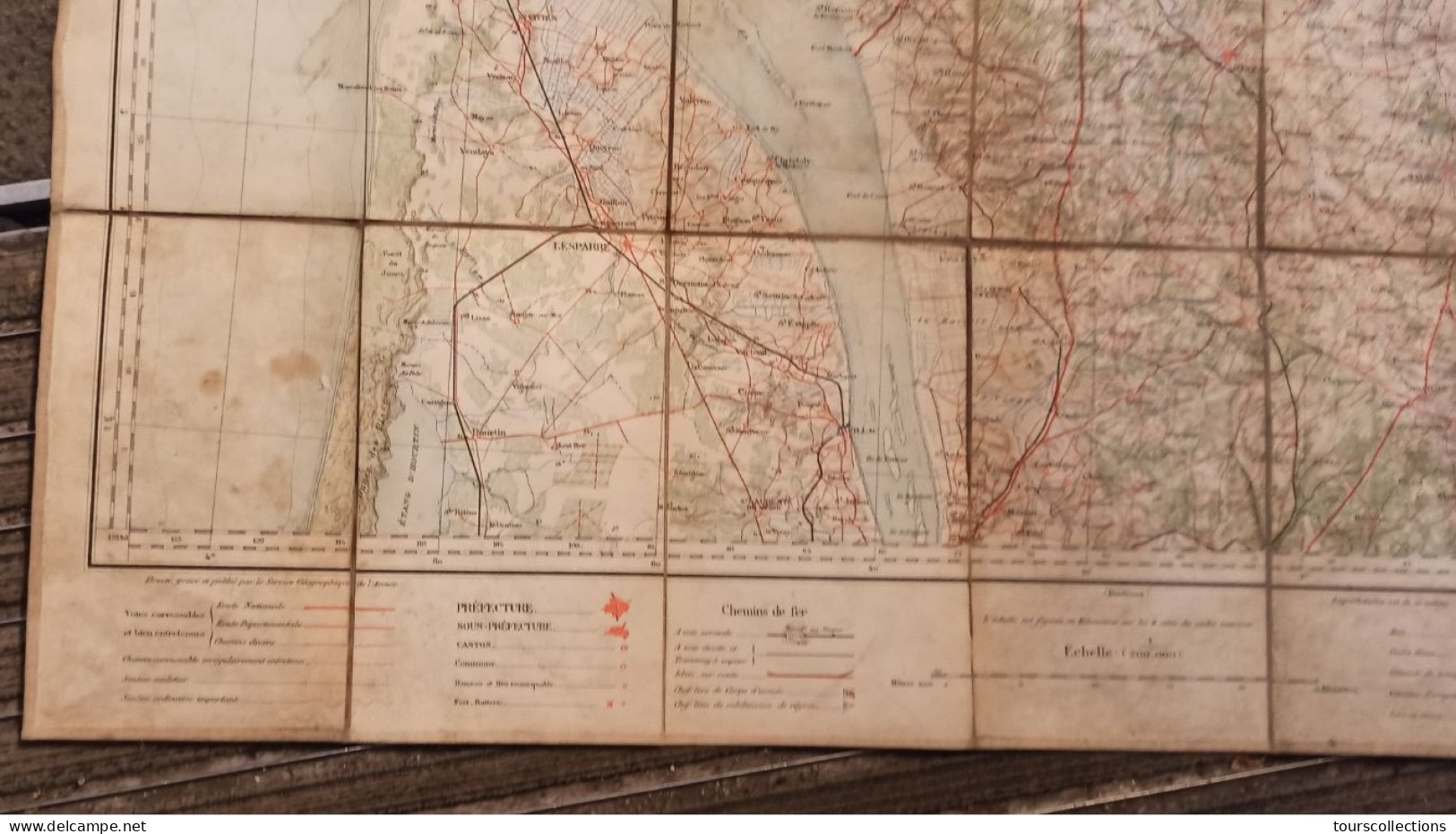 CARTE TOPOGRAPHIQUE 1/200 000 ° du début 20° Siècle REGION ANGOULEME - LESPARRE - JONZAC - SAINTES - MARENNES - COGNAC