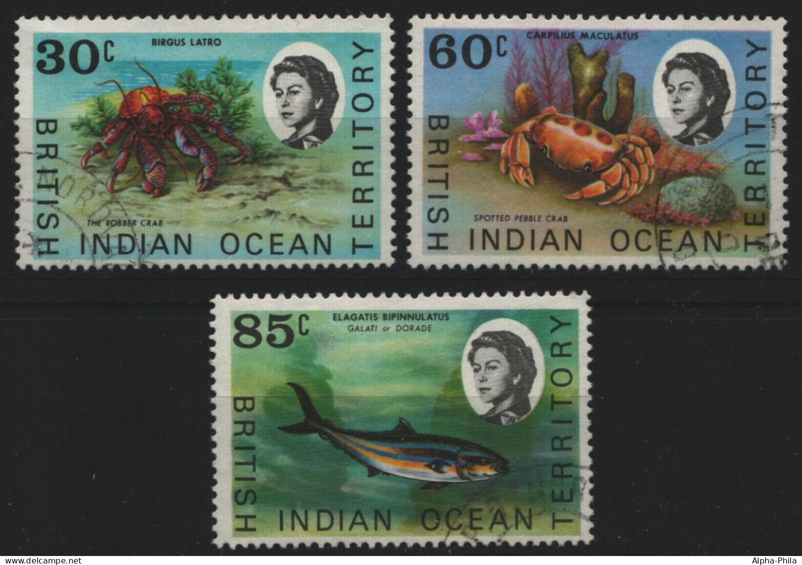 BIOT 1970 - Mi-Nr. 36-38 Gest / Used - Meeresleben / Marine Life - Territoire Britannique De L'Océan Indien