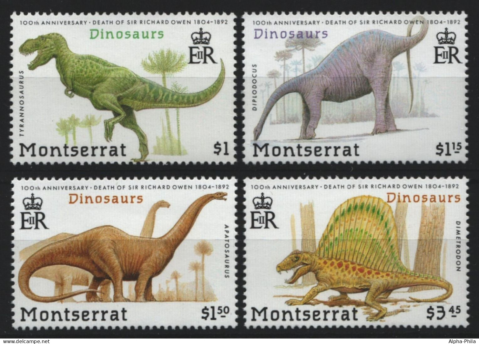 Montserrat 1992 - Mi-Nr. 833-836 ** - MNH - Prähistorische Tiere - Montserrat