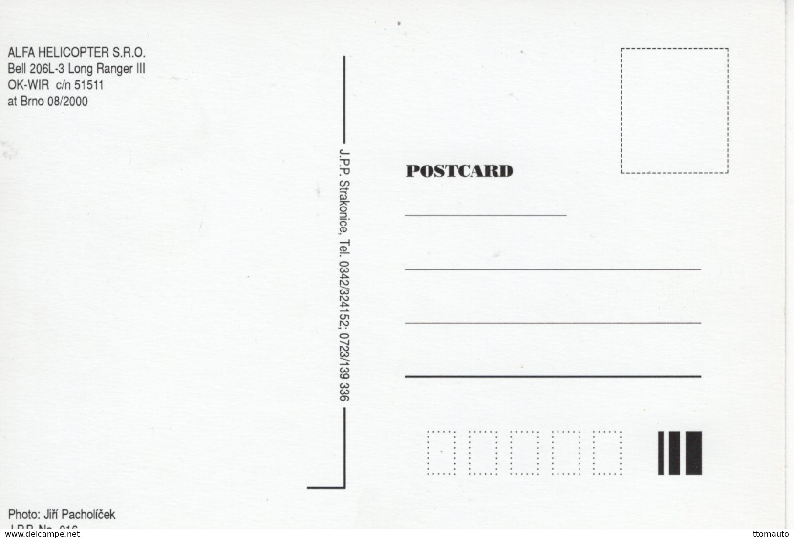 Alfa Helicopter SRO Bell 206L-3 Long Ranger III OK-WIR C/n51511 At Brno 2000  - CPM - Helicopters