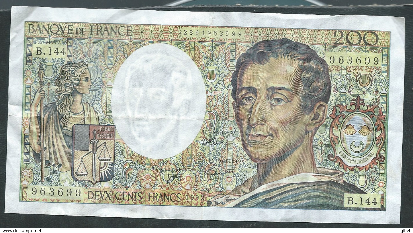 France  - 1 Billet De 200 Francs Montesquieu / 1992  - 963699 B.144 - Laura 13501 - 200 F 1981-1994 ''Montesquieu''