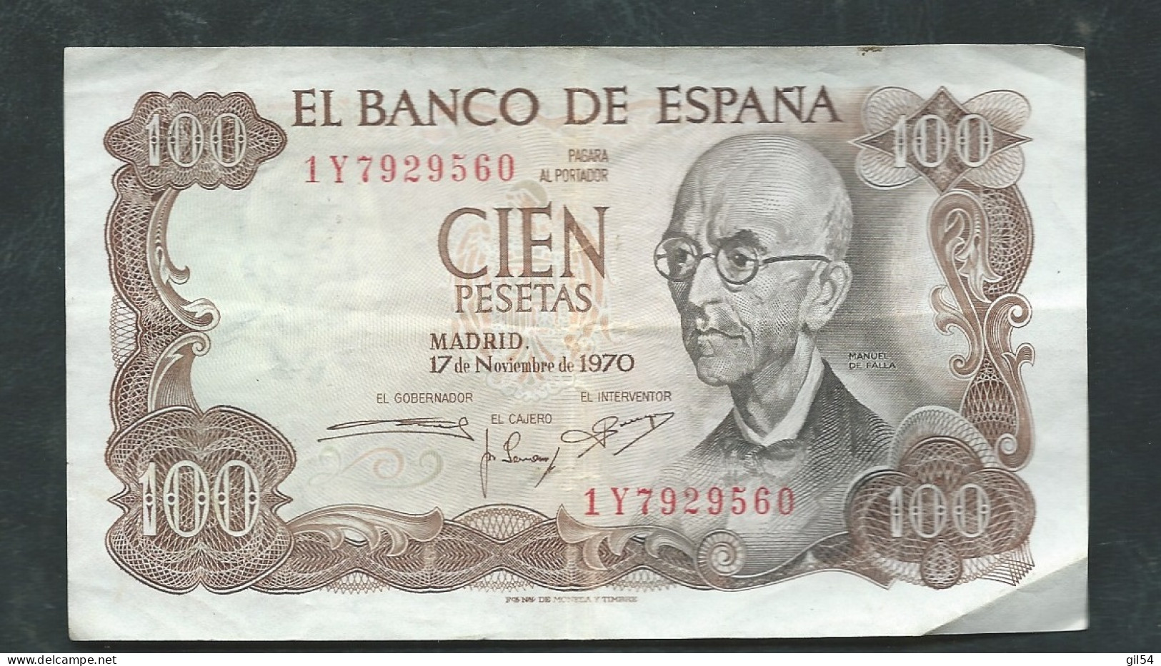 Espagne - Billet De 100 Pesetas - Manuel De Falla - 17 Novembre 1970 ( Non Aplani ) 1Y7929560 - Laura 13506 - 100 Pesetas