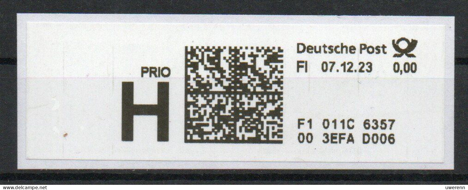 Deutschland 2023. PRIO-Marke FI (Schalterfreimachung) 0,00 € Gebraucht - R- & V- Labels