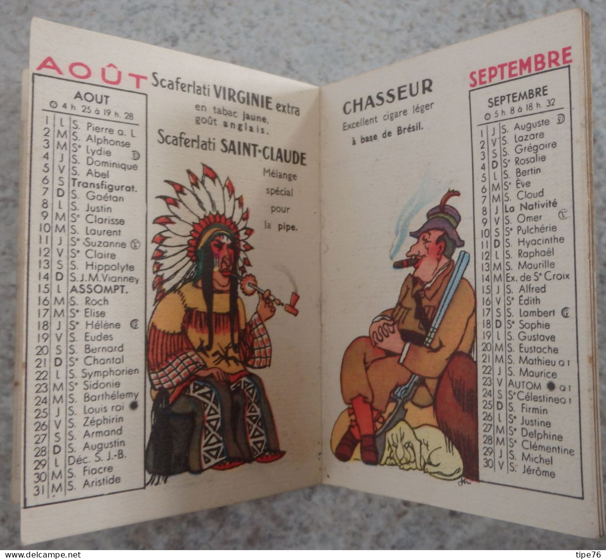 petit calendrier 16 pages 1938 service exploitation industrielle tabacs et allumettes Naja Magnat Gallia Chasseu Cyrano