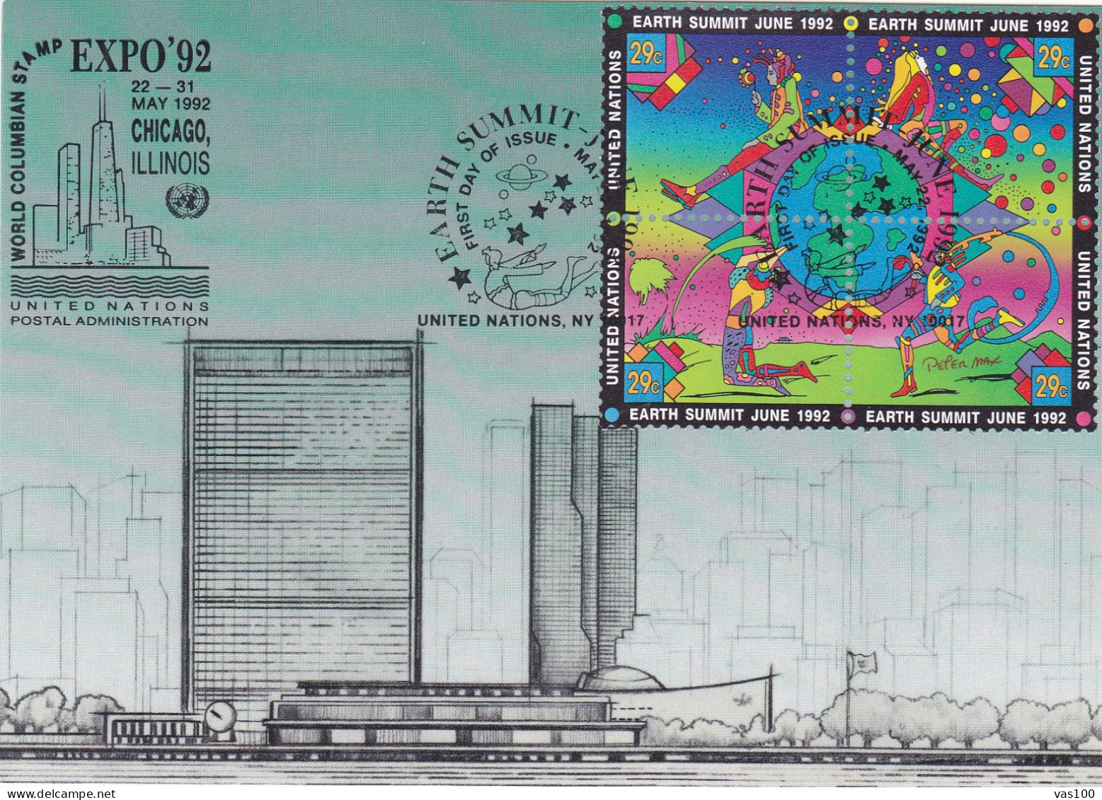 UNITED NATIONS POSTAL ADMINISTRATION 1992 U.N. - Cartoline Maximum