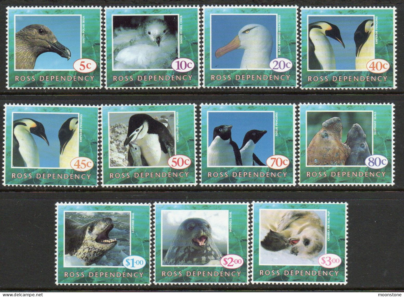 New Zealand Ross Dependency 1994 Wildlife, Penguins, Seals, Birds Definitives Set Of 11, MNH, SG 21/31 - Nuevos