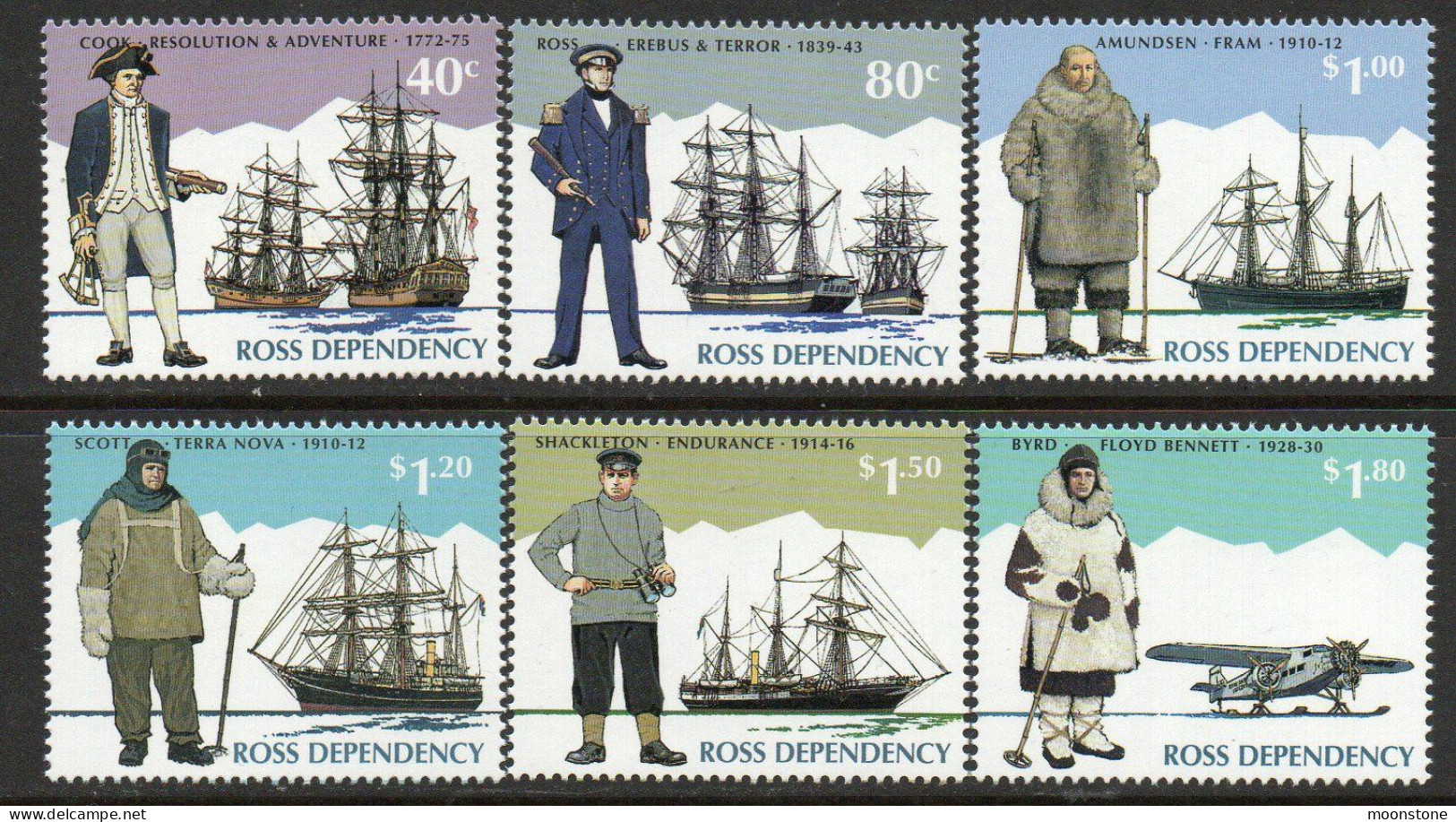 New Zealand Ross Dependency 1995 Antarctic Explorers Set Of 6, MNH, SG 32/7 - Unused Stamps