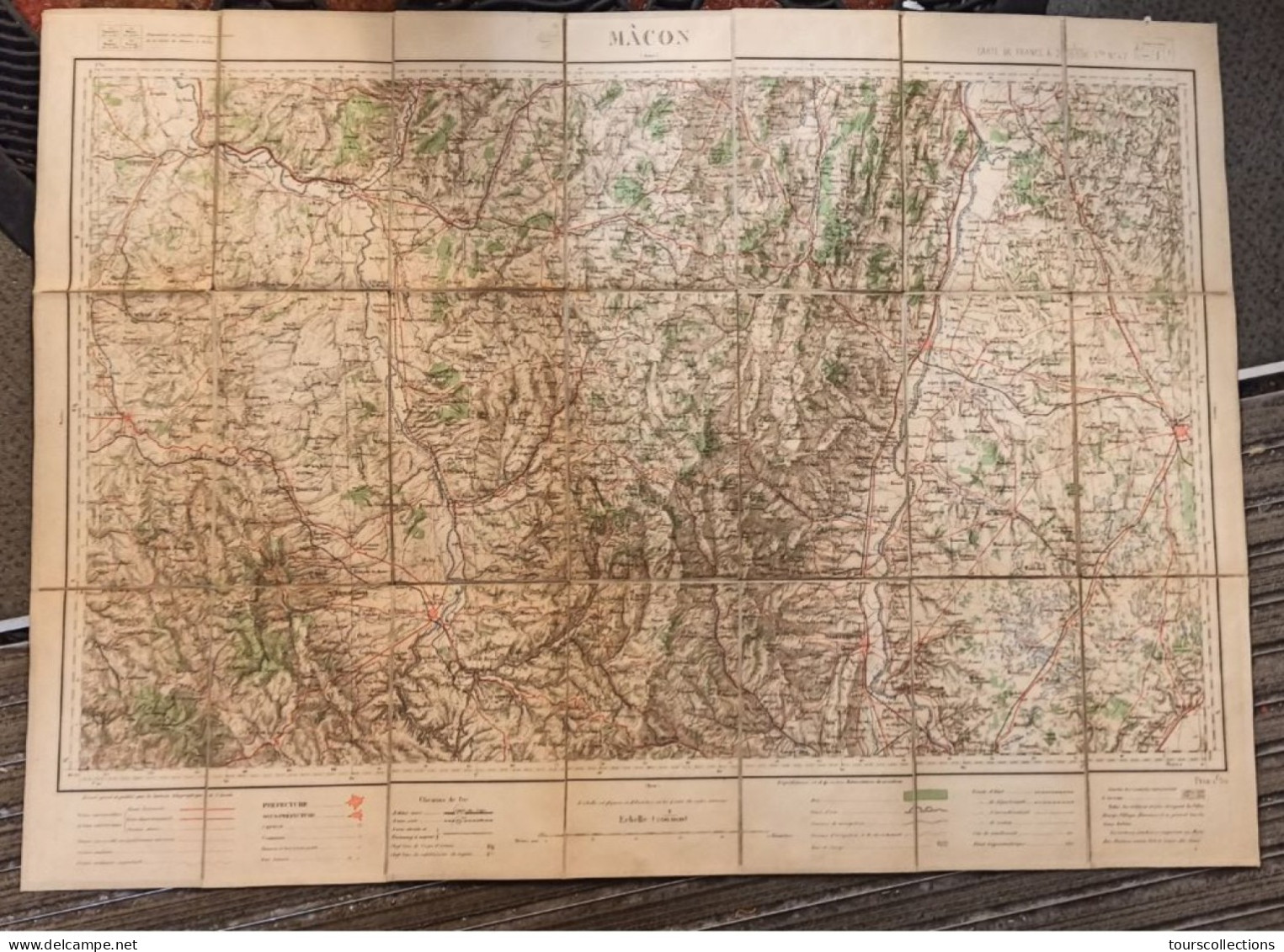 CARTE TOPOGRAPHIQUE 1/200 000 ° Du Début 20° Siècle REGION MACON - DIGOIN - BOURG EN BRESSE - LAPALISSE - ROANNE - Topographische Kaarten