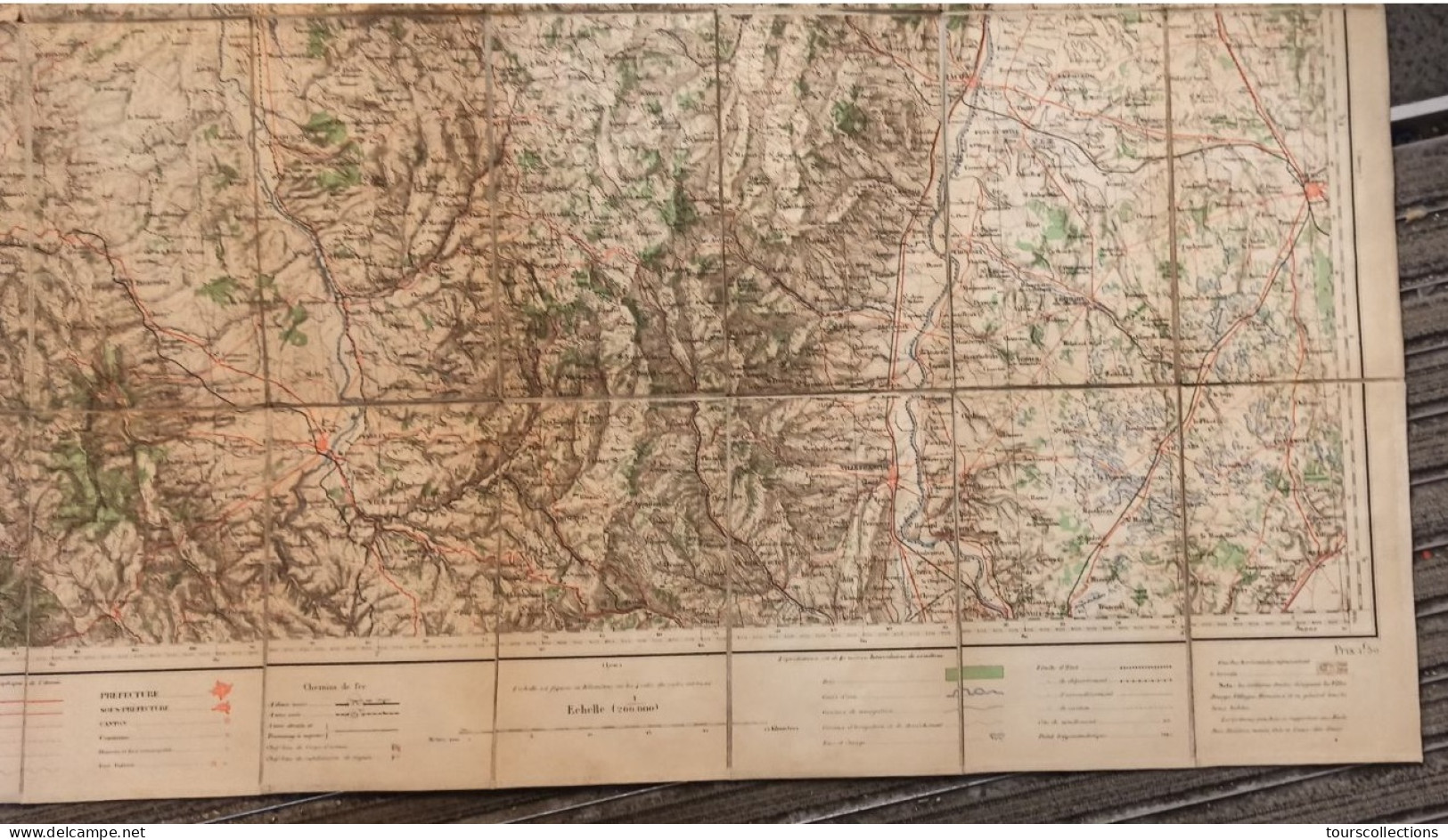 CARTE TOPOGRAPHIQUE 1/200 000 ° Du Début 20° Siècle REGION MACON - DIGOIN - BOURG EN BRESSE - LAPALISSE - ROANNE - Topographical Maps