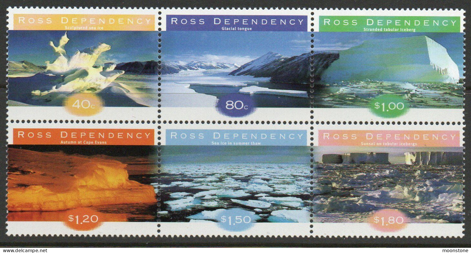 New Zealand Ross Dependency 1998 Ice Formations Block Of 6, MNH, SG 54/9 - Unused Stamps